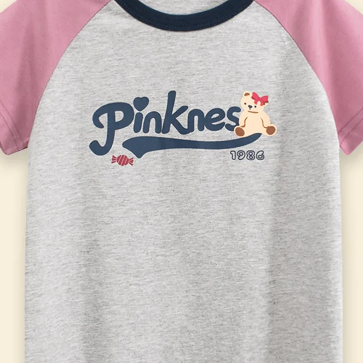 Girls Pink Typographic Print Raglan Sleeve T-Shirt Tshirts
