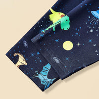 Boys Dark Blue Dinosaur Printed Glow in the Dark T-Shirt With Pajama Co-ord Set 2 pc. Sets