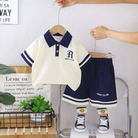 Boys Off White Typographic Print Polo T-Shirt With Shorts Set Sets Off White 1-2 Y