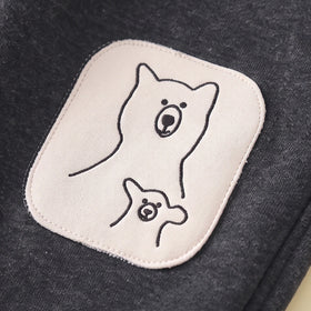Boys Dark Grey Bear Applique Jogger Joggers