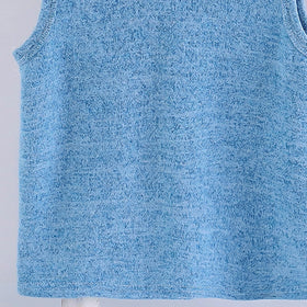 Boys Blue Knitted Hooded Vest Vests