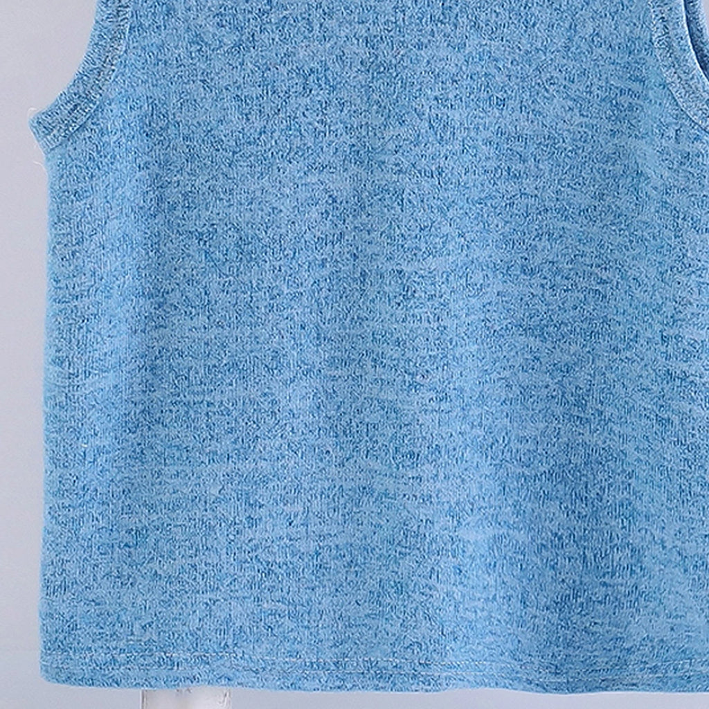Boys Blue Knitted Hooded Vest Vests