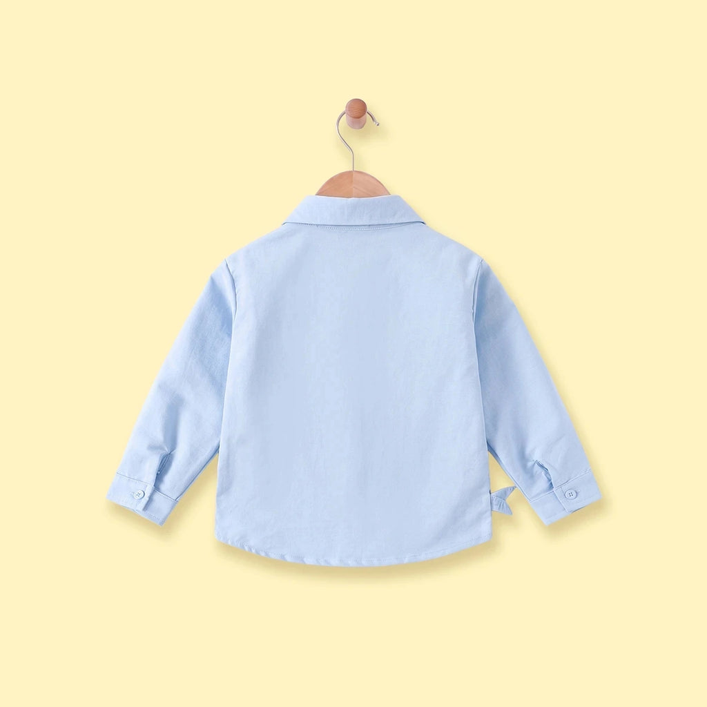 Boys Light Blue Shark Print Long Sleeve Shirt Shirts