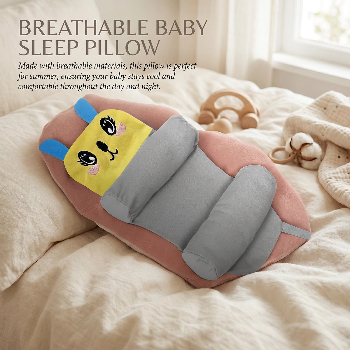 Baby Pillow with Head & Neck Support -Soft Cotton Infant Sleeping Pillow for Flat Head Protection Trending Accessories