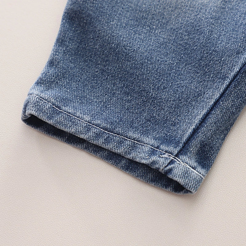 Girls White Peter Pan Collar Top With Denim Dungaree Sets 2 pc. Sets