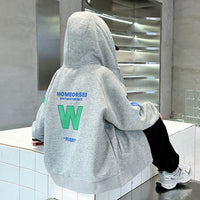 Boys Grey Textured Hooded Front Zipper Winter Jacket Sweatshirts & Hoodies
