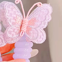 Girls Pink Butterfly Lace Spiral Hair Ties Trending Accessories