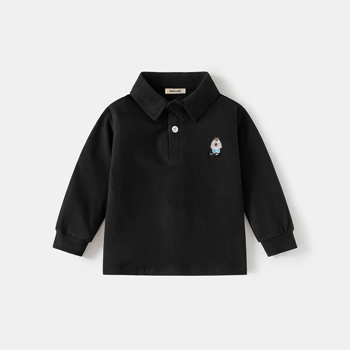 Boys Black Long Sleeves Polo T-shirt Tshirts
