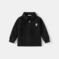 Boys Black Long Sleeves Polo T-shirt Tshirts