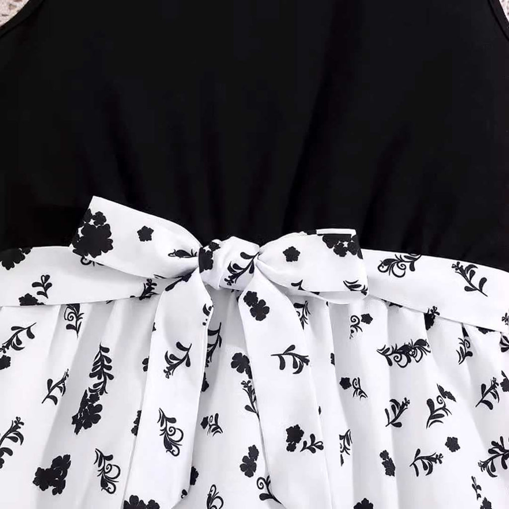 Girls Sleeveless Floral Print Fit & Flare Dress Casual Dresses   