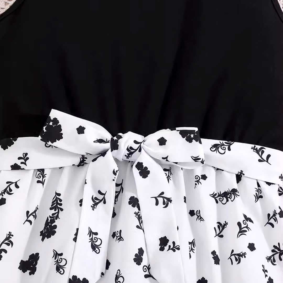 Girls Sleeveless Floral Print Fit & Flare Dress Casual Dresses   