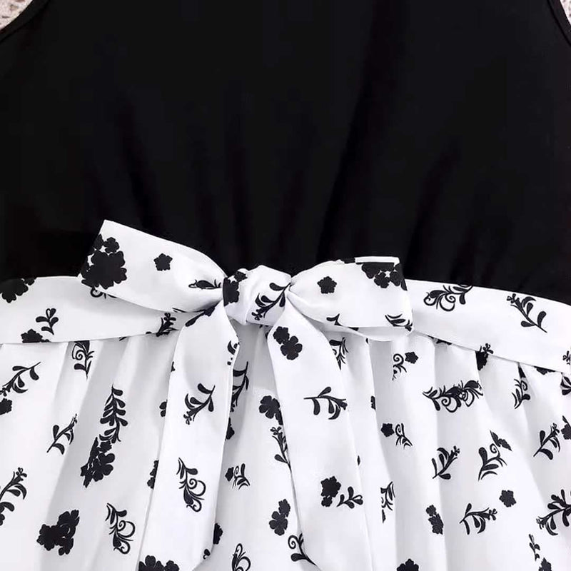 Girls Sleeveless Floral Print Fit & Flare Dress Casual Dresses   