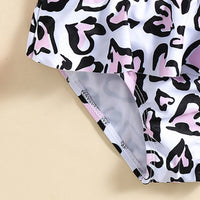 Girls White Abstract Printed Top With Briefs Swimwear Sets Sets