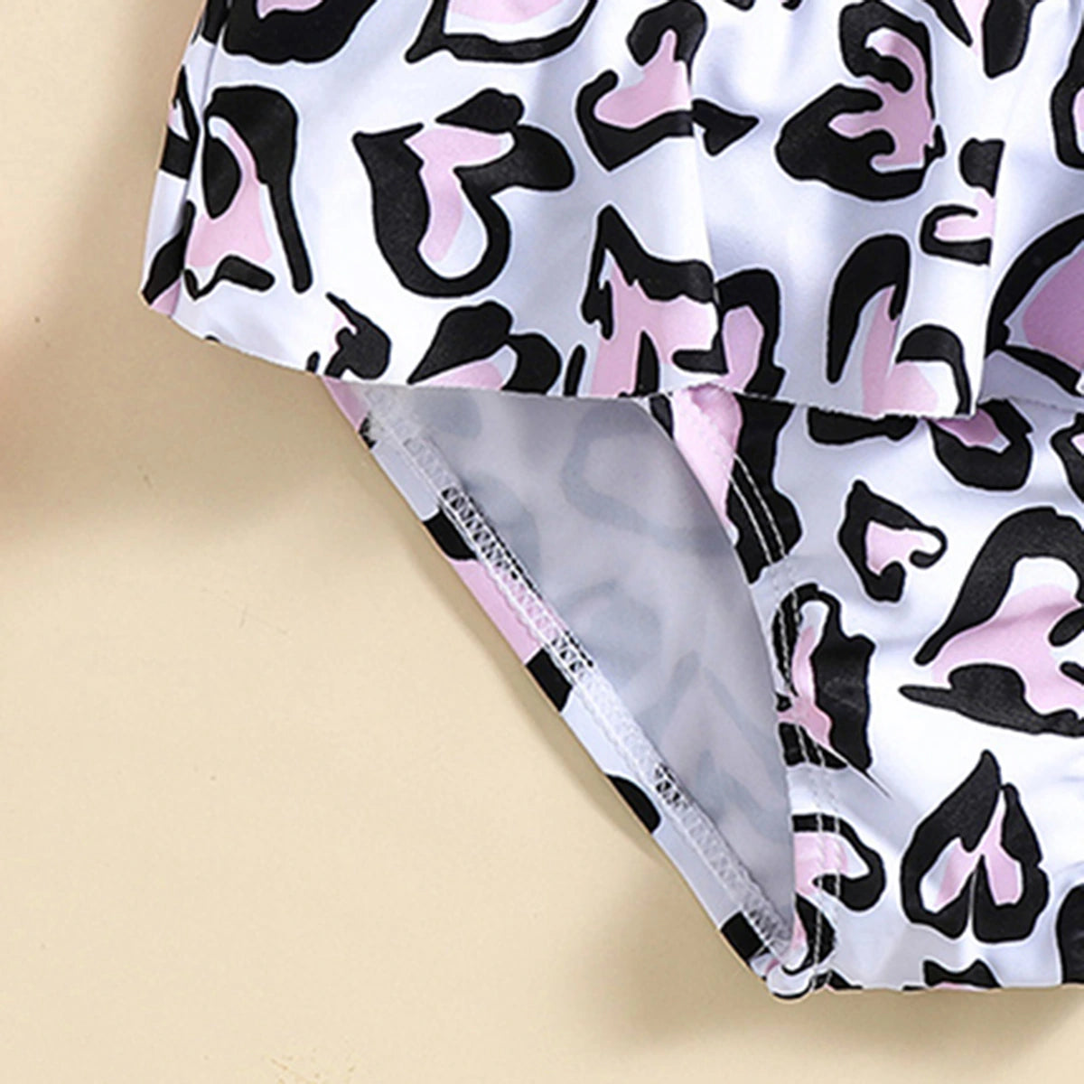 Girls White Abstract Printed Top With Briefs Swimwear Sets Sets