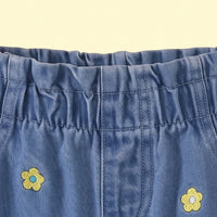 Girls Blue Floral Embroidered Jeans Jeans