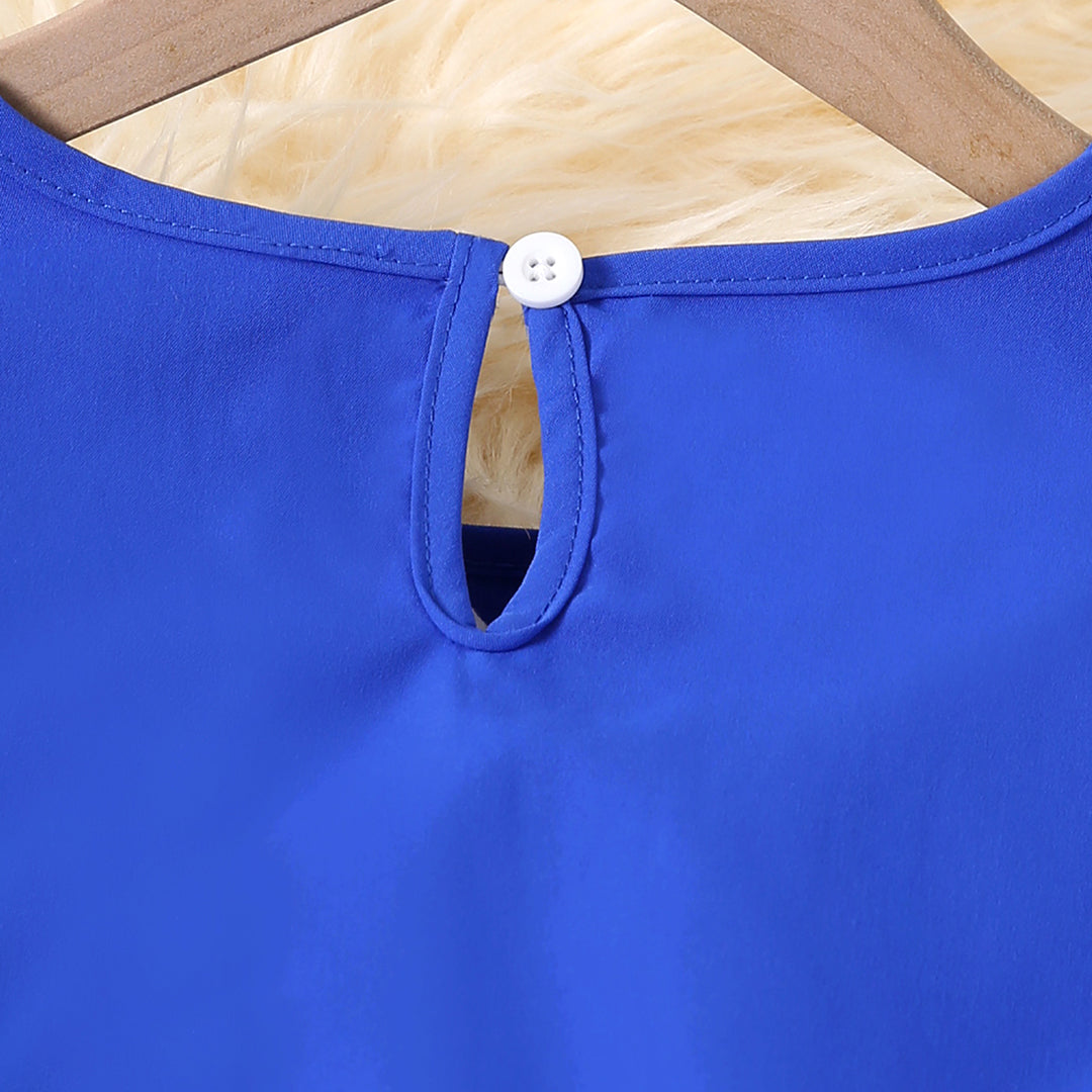 Girls Royal Blue Flutter Sleeves Casual Dress Casual Dresses