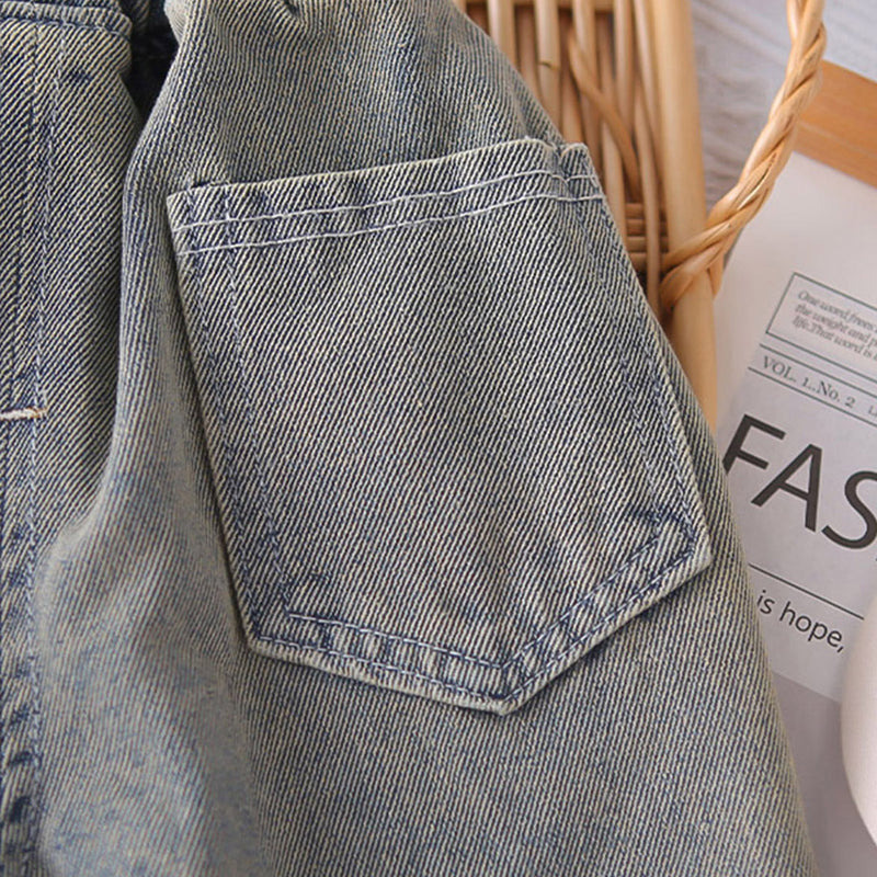 Boys Blue Light Wash Denim Vest With Shirt And Denim Trousers Sets 3 pc. Sets