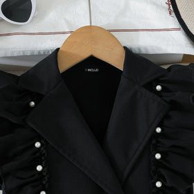 Girls Black Short Sleeve Blazer Dress Casual Dresses