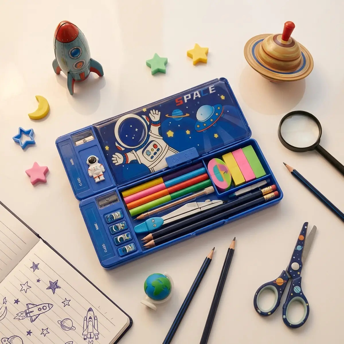 Astronaut Space Adventure Pencil Case Kids School Stationery Box Trending Accessories