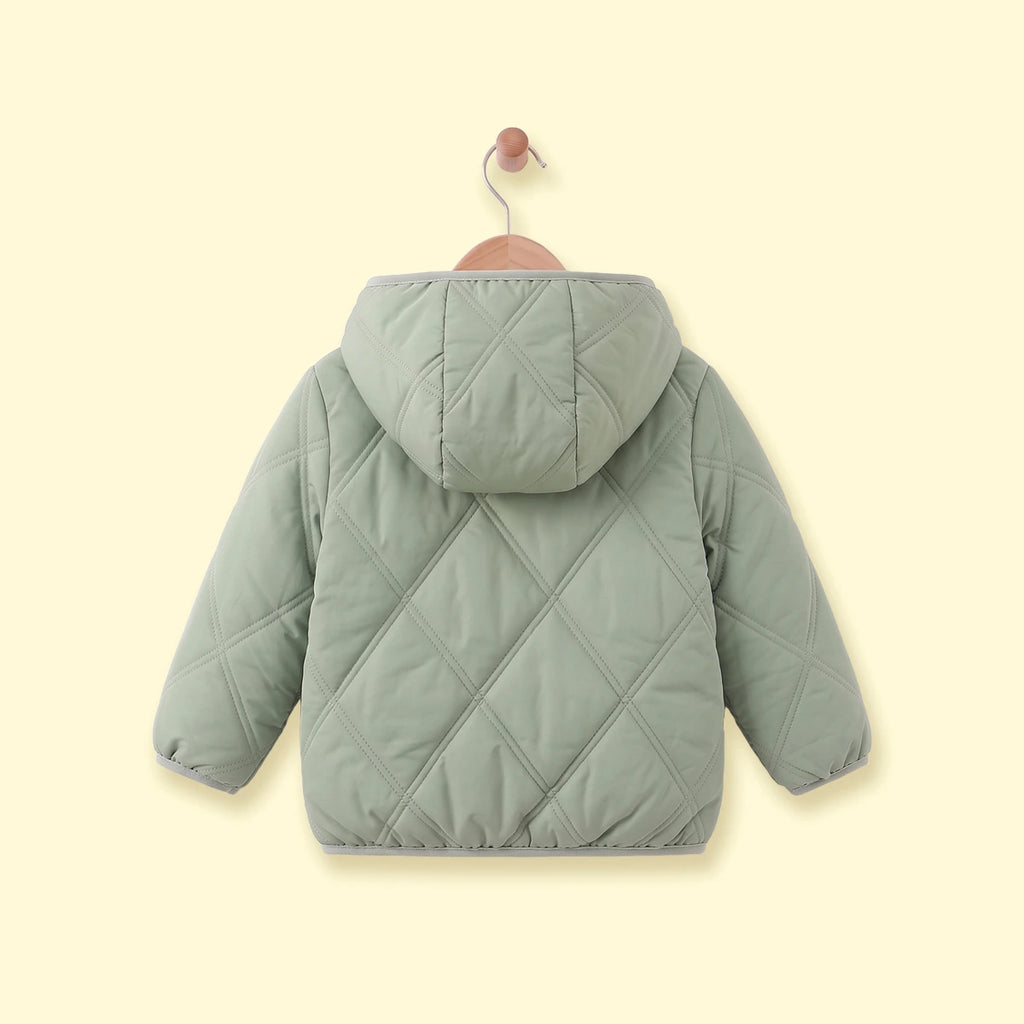 Boys Green Long Sleeve Hooded Puffer Jacket Coats & Jackets