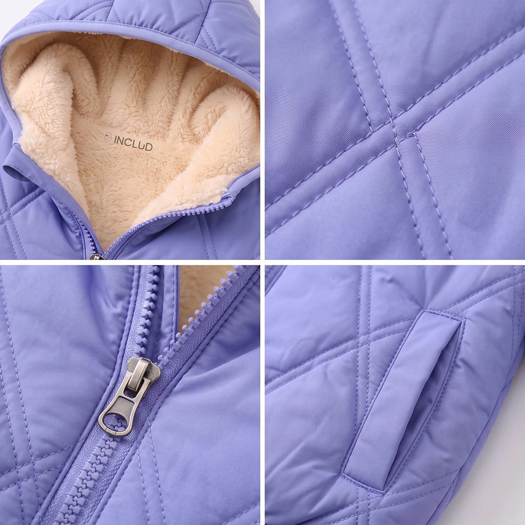 Girls Light Blue Long Sleeve Hooded Puffer Jacket Coats & Jackets
