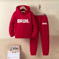 Boys Red Printed Hooded Sweatshirt with Joggers Set Sets Red 5-6 Y