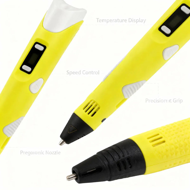 Kids Yellow 3D Drawing Printing Pen with Filaments Trending Accessories