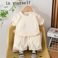 Boys Apricot Distressed Short Sleeves T-Shirt With Shorts Co-ord Sets Sets Apricot 1-2 Y
