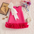 Girls Fuchsia Sleeveless A-line Party Wear Dress With Bow Applique Party Dresses Fuchsia 2-3 Y