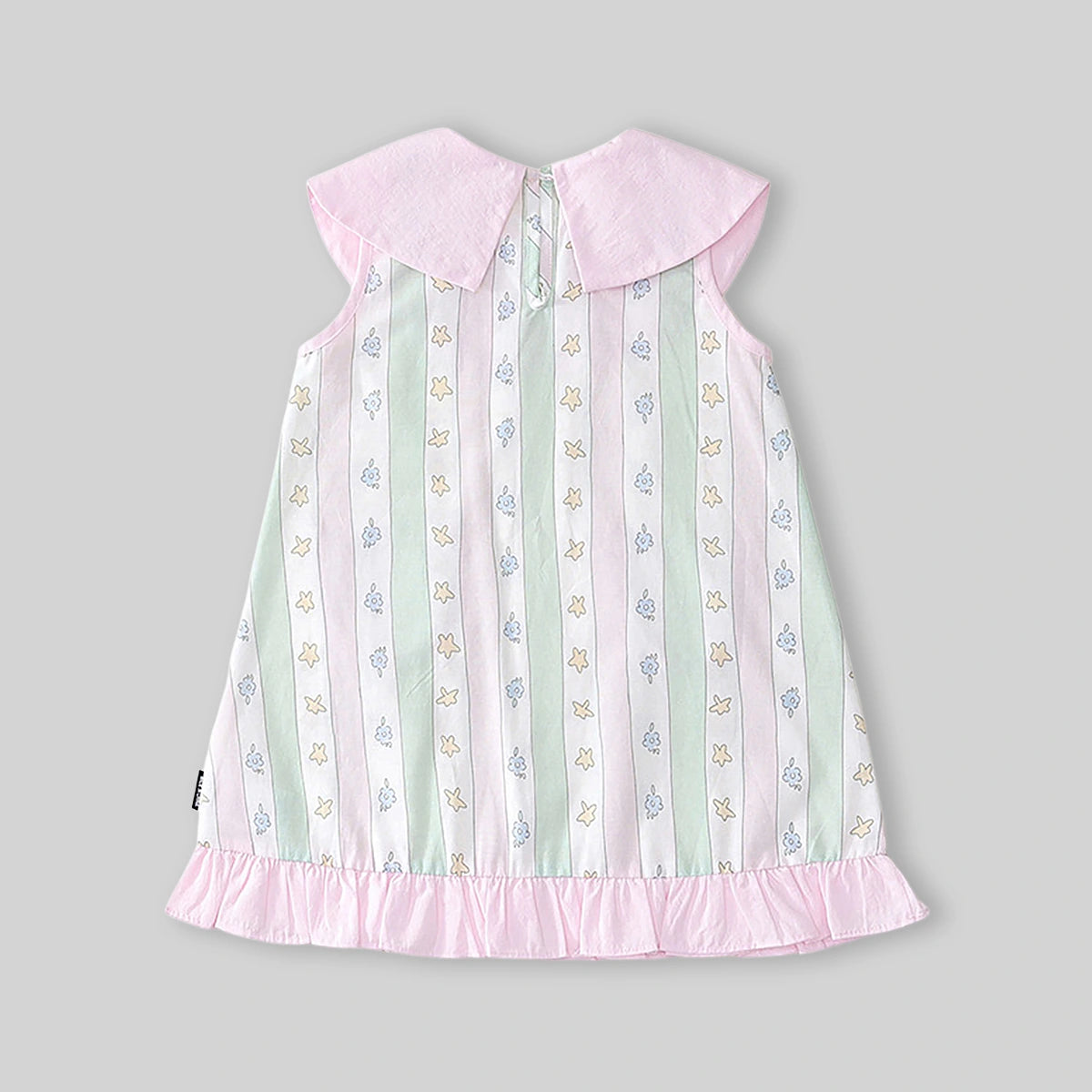 Girls Light Pink Star Striped Sleeveless A-line Dress Casual Dresses