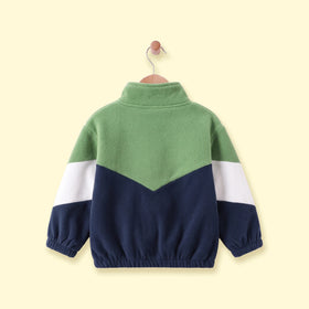 Boys Green Colorblocked Long Sleeve Zip-Up Jacket Coats & Jackets