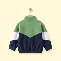Boys Green Colorblocked Long Sleeve Zip-Up Jacket Coats & Jackets