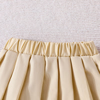 Girls Khaki Sleeveless Jacket With Camisole Top And Pleated Skirts Sets 3 pc. Sets