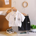 Boys White Typographic Shirt With T-Shirt And Elasticated Shorts Sets 3 pc. Sets White 1-2 Y