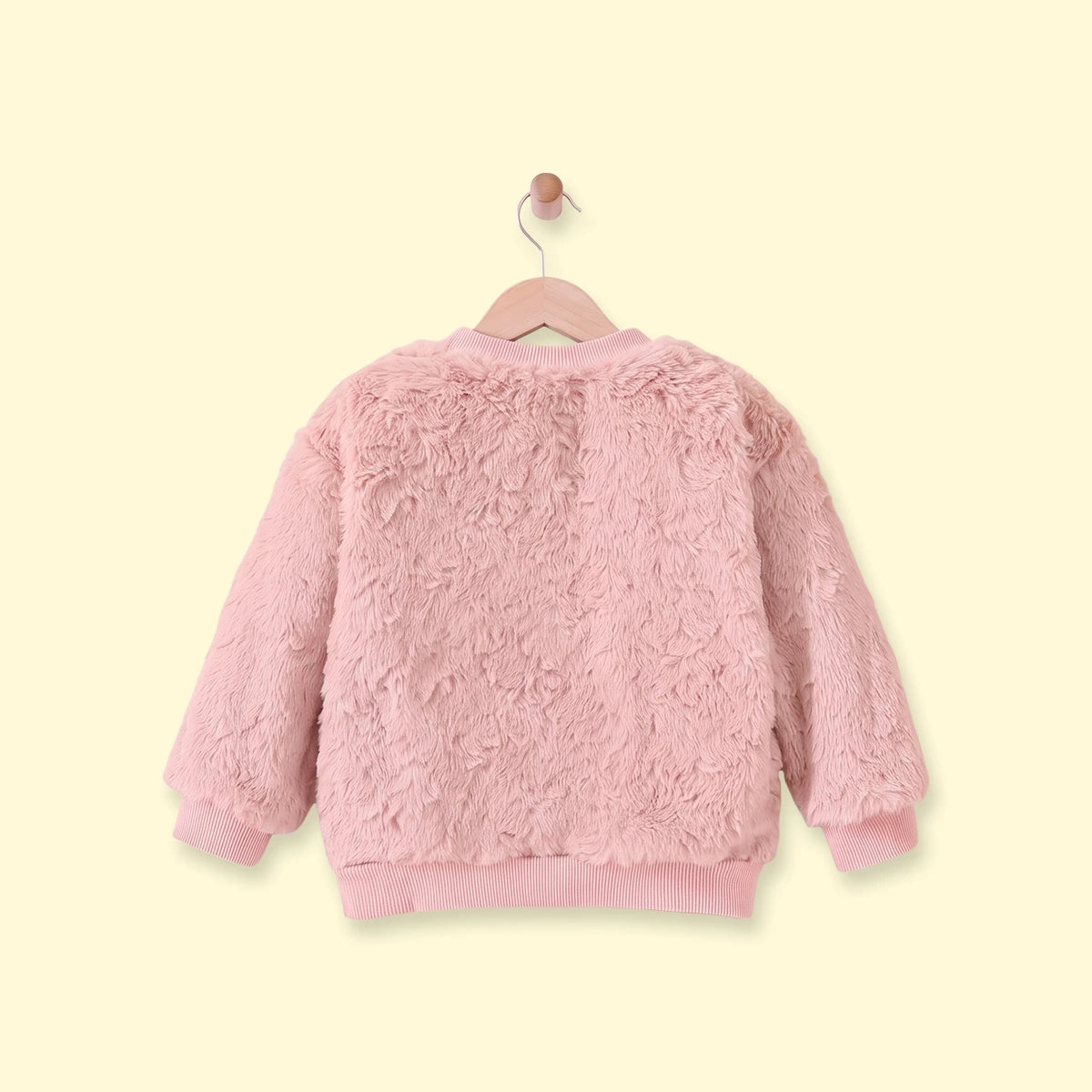 Girls Pink Floral Applique Long Sleeve Fleece Sweatshirt Sweatshirts & Hoodies