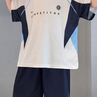 Boys White Typographic Print Drop Shoulder T-Shirt With Shorts Sets 2 pc. Sets