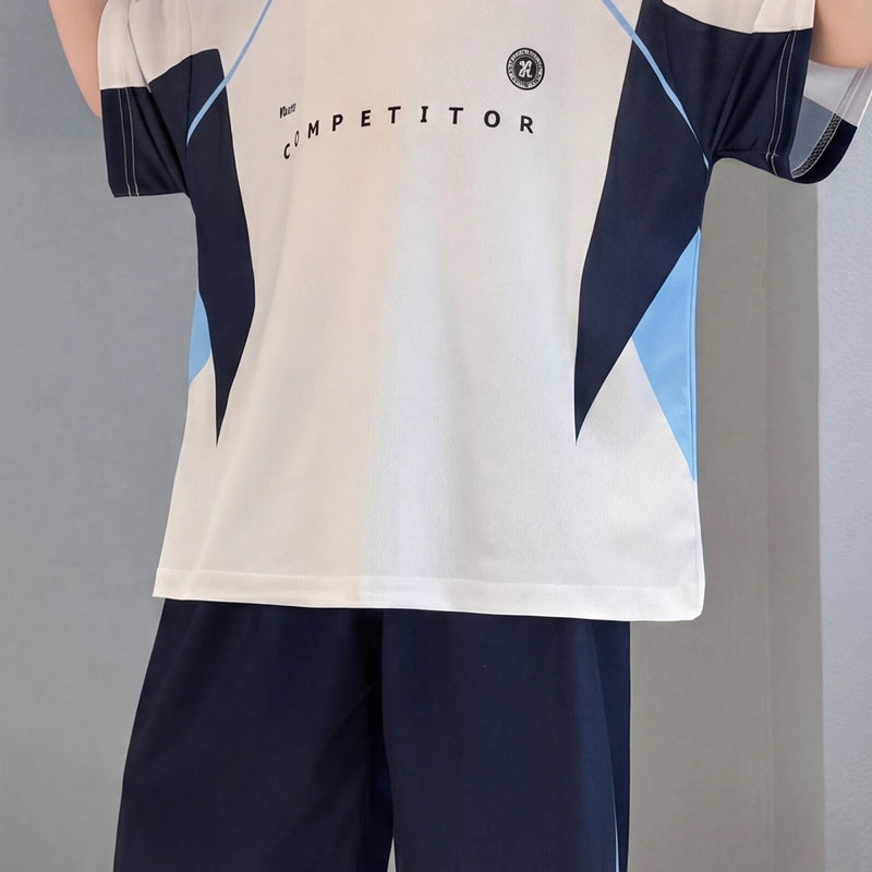 Boys White Typographic Print Drop Shoulder T-Shirt With Shorts Sets 2 pc. Sets