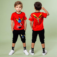 Boys Graphic T-Shirt With 3/4 Length Pants Sets   
