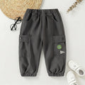 Boys Dark Grey Utility Cargo Pants With Elasticated Waistband Pants Dark Grey 1-2 Y