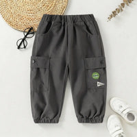 Boys Dark Grey Utility Cargo Pants With Elasticated Waistband Pants Dark Grey 1-2 Y