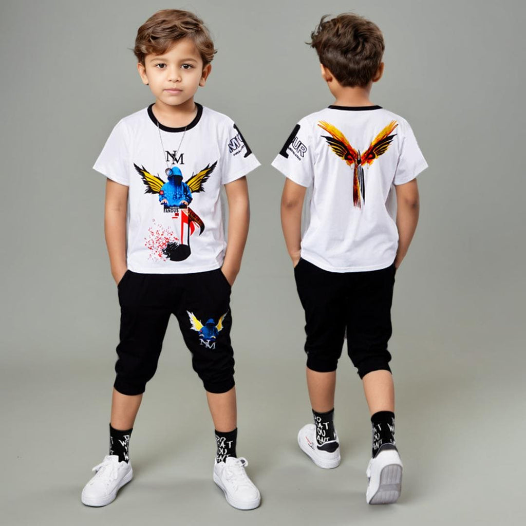 Boys Graphic T-Shirt With 3/4 Length Pants Sets   