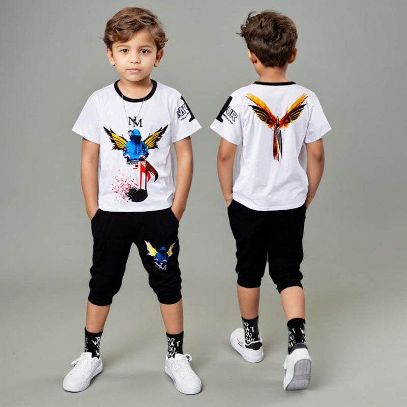 Boys Graphic T-Shirt With 3/4 Length Pants Sets   