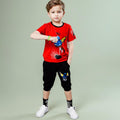 Boys Graphic T-Shirt With 3/4 Length Pants Sets Red 3-4 Y 
