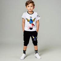 Boys Graphic T-Shirt With 3/4 Length Pants Sets   