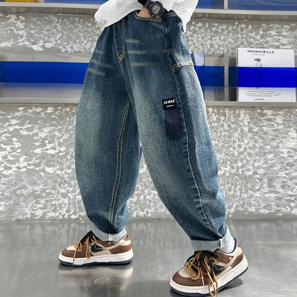 Boys Blue Relaxed Fit Ankle Length Denim Jeans Pants