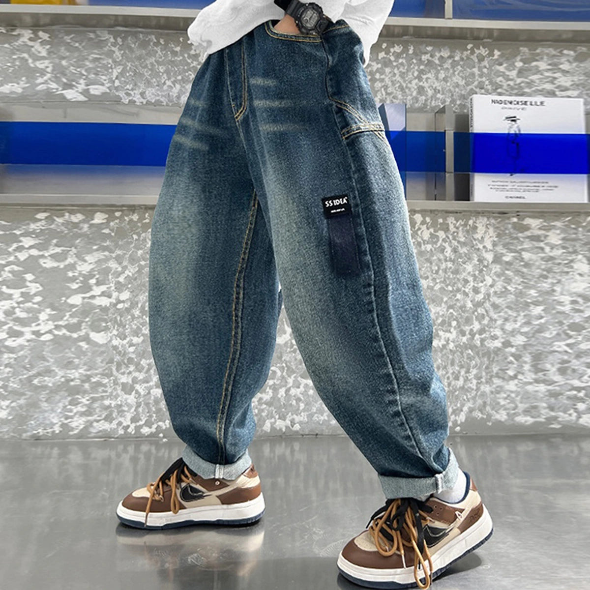 Boys Blue Relaxed Fit Ankle Length Denim Jeans Pants