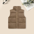 Boys Brown Quilted Puffer Vest With Stand-up Collar Coats & Jackets Brown 6-7 Y