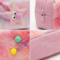 Girls Cute Fur Pencil Pouch with Star Charm Trending Accessories