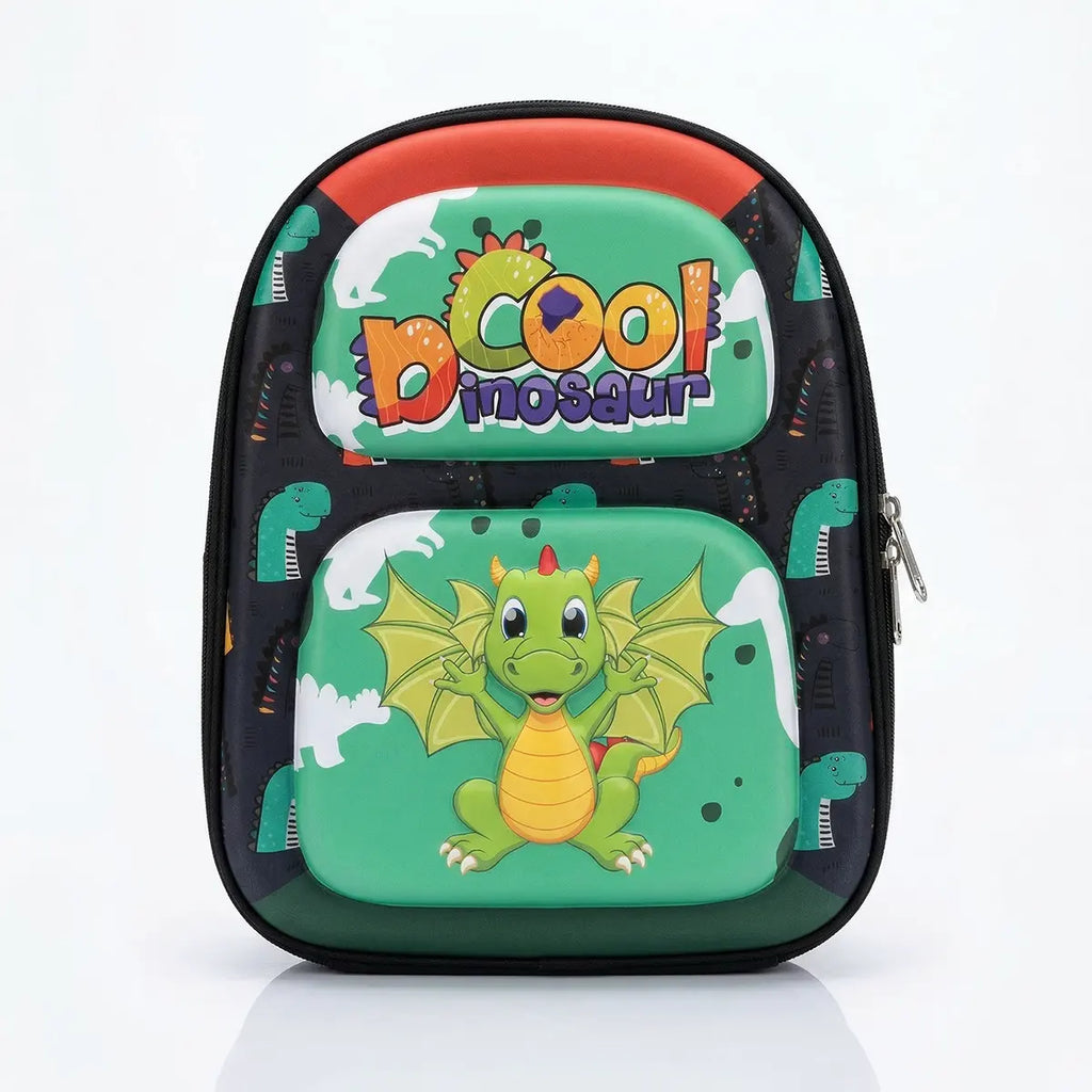 Boys Green Dinosaur Front Hard-Shell School Backpack Trending Accessories Green Onesize