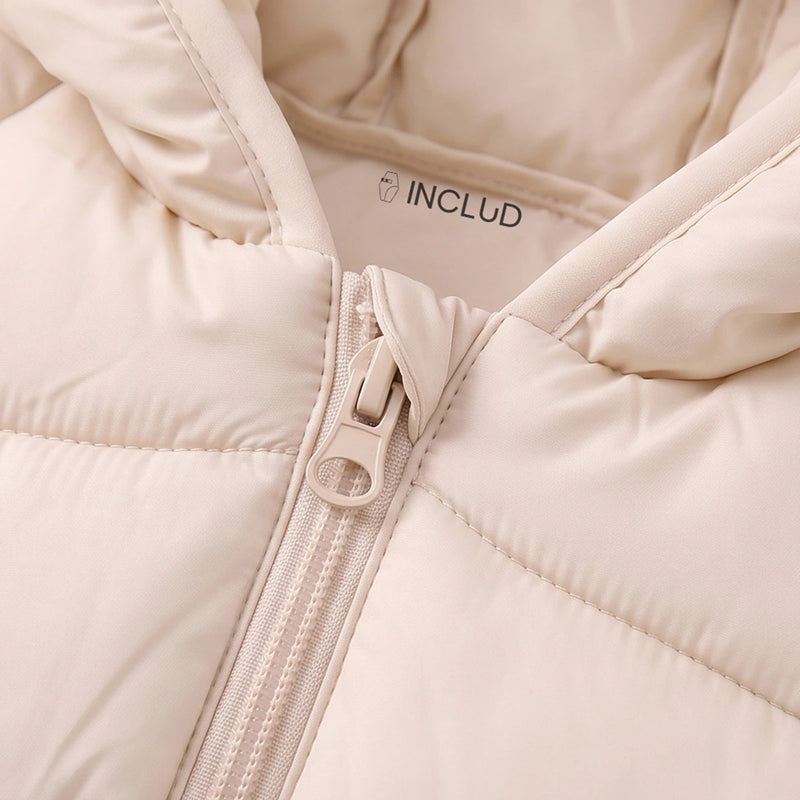 Boys Beige Hooded Quilted Puffer Jacket Coats & Jackets
